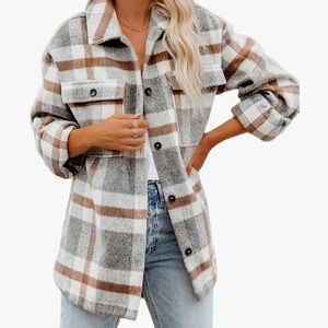 Amazon Fall Plaid Button-Up Shacket. NWOT.